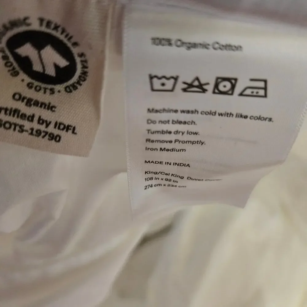NWOT Quince Organic Crisp Percale Cotton King /California King Duvet Cover White